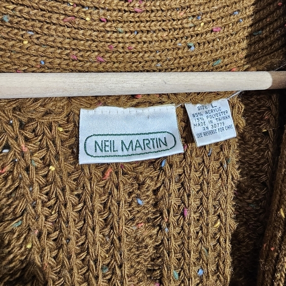 Vintage Neil Martin Brown Chunky Confetti Knit Cardigan - Picture 3 of 3